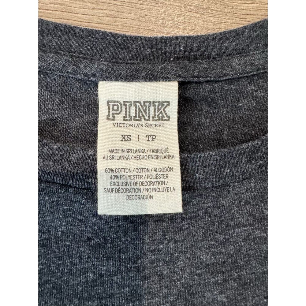 Victorias Secret PINK 3/4 Sleeve Shirt in Gray W/ Sequins Size Extra Small/XS - Picture 2 of 10